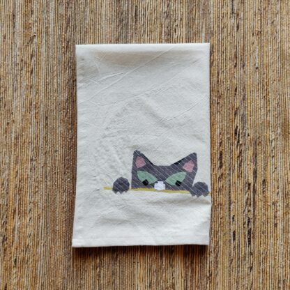 Grey Cat Face Kitchen Towel - Image 3